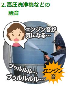 高圧洗浄機などの 騒音 高圧洗浄機などの 騒音