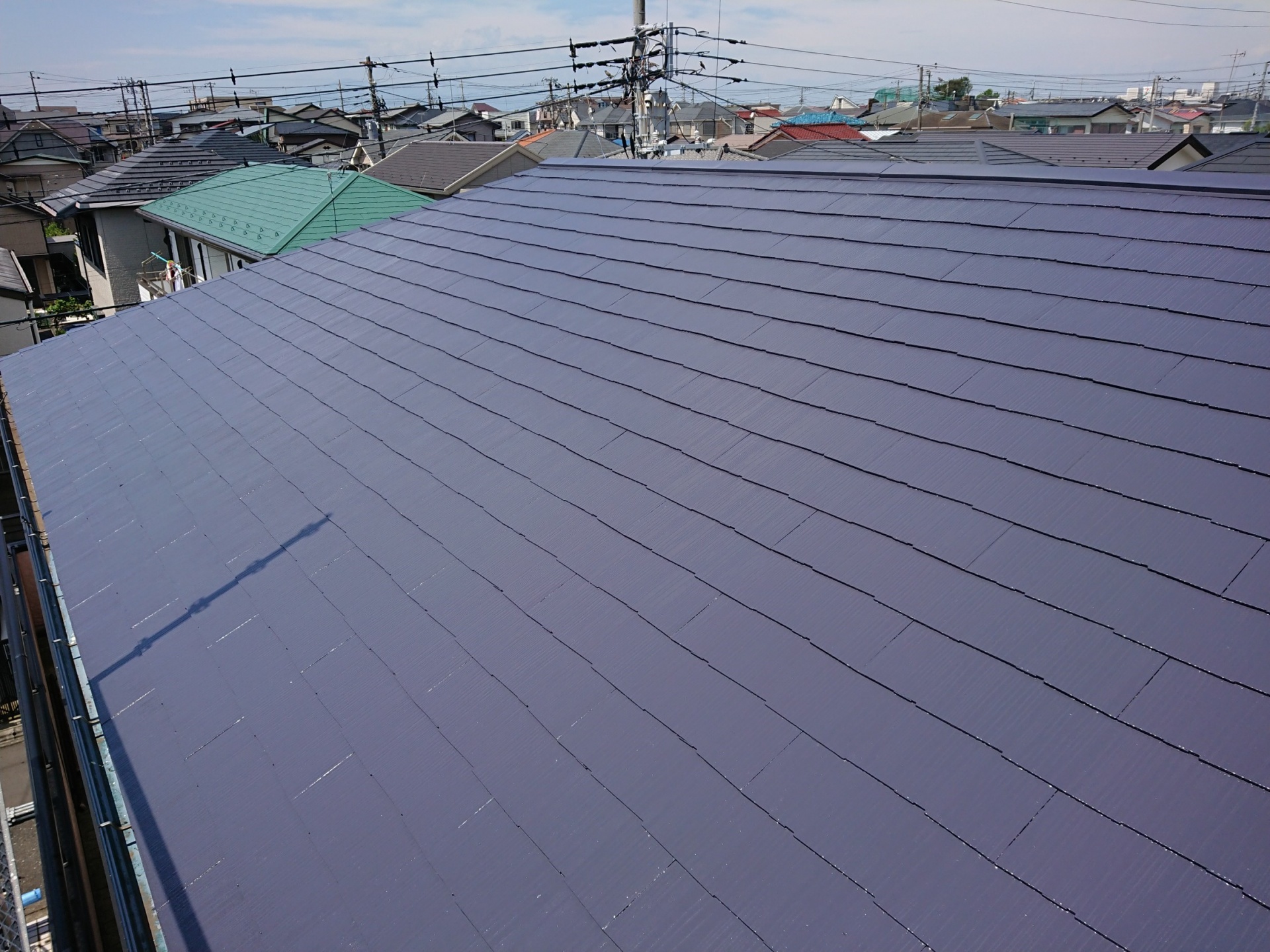 横浜市泉区中田南にて2回目の屋根塗装は日本ペイントさんの遮熱塗料の中で最高峰、サーモアイ４Ｆ（クールダークグレー）...