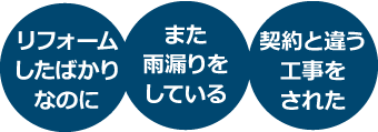 リフォームしたばかりなのに　また雨漏りしている　契約と違う工事をされた
