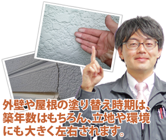屋根や外壁の塗替え時期は築年数や立地、環境に左右されます