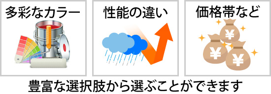 豊富な選択肢から選ぶことができます