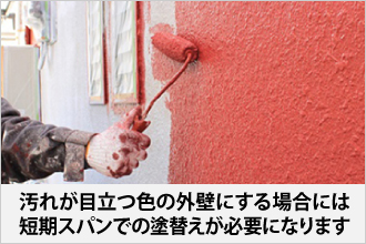汚れが目立つ色の外壁にする場合には短期スパンでの塗替えが必要