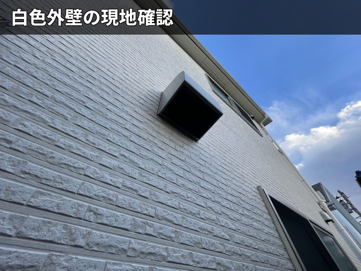 白い外壁の全景調査