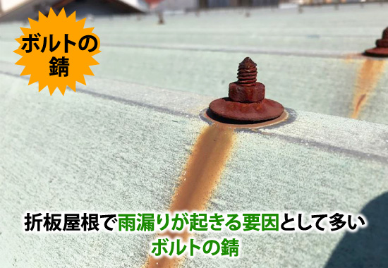 折版屋根で雨漏りが起きる要因として多いボトルの錆び
