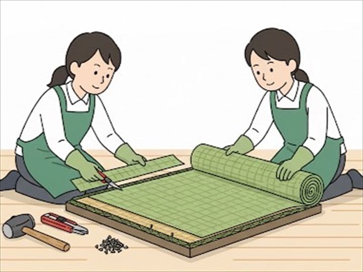 新しい畳のカッティング