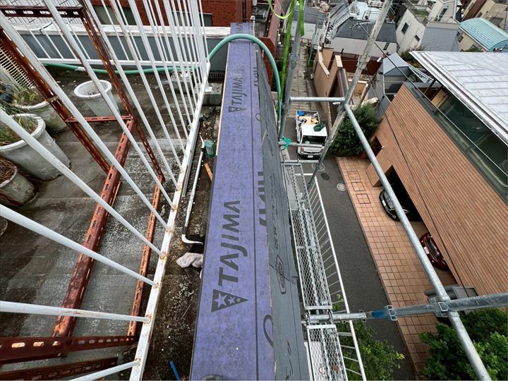 笠木防水紙敷設