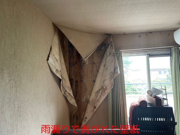 雨漏りで剥がれた壁紙