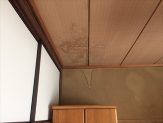 和室の天井にも雨漏りの形跡
