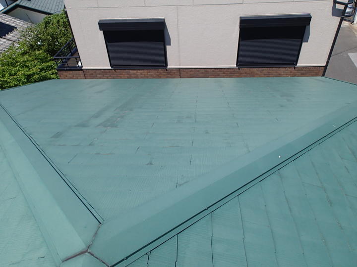 スレート屋根、塗装前の事前点検