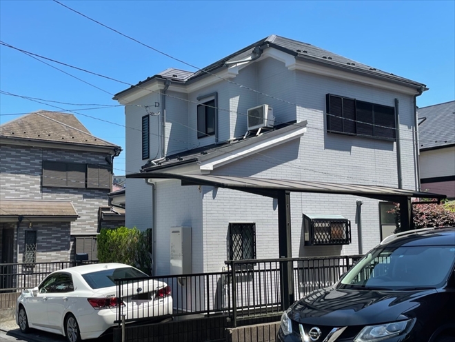 横浜市戸塚区名瀬町でサイディング外壁をパーフェクトトップ（ND－011）で塗装工事しました、施工後写真
