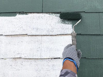 中郡二宮町二宮にて錆びた棟板金を交換しサーモアイのクールグリーンでスレート屋根塗装！