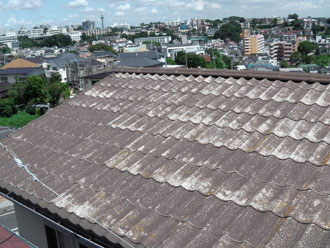 横浜市中区　屋根点検　積水U瓦　劣化